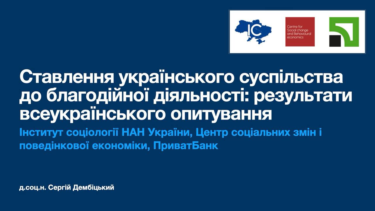 Ставлення українського суспільства до благодійної діяльності: результати всеукраїнського опитування